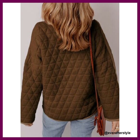 Lightweight Diamond Quilted Jacket Casual Winter Open Front Button Down Puffer - Picture 5 of 8